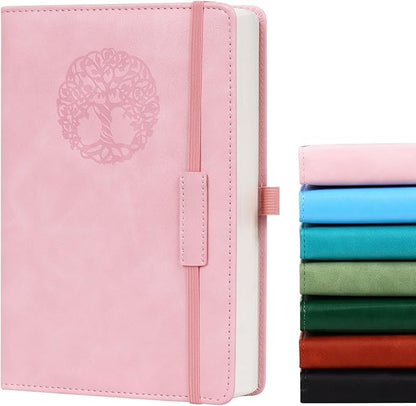 Pink Lined Journal Notebook for Women Men A5 Hardcover Leather Journals College Ruled Notebooks 300 Pages 5.7 x 8.3 Inches