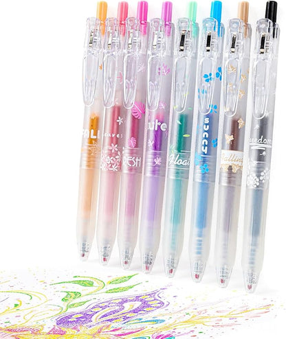 8 Color Retractable Gel Pens Colorful Glitter Gel Pen Set Japanese Style 0.7mm Aesthetic Colored Pens for Office School Stationery Supplies (8B)…