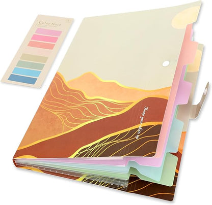 Ddaowanx Expanding File Folder, Letter A4 Size Accordion Plastic File Organizer, 5 Pocket Folders for Documents, Aesthetic Folder with Labels, Paper Organizer for School Office (Bohemian Printed 3)