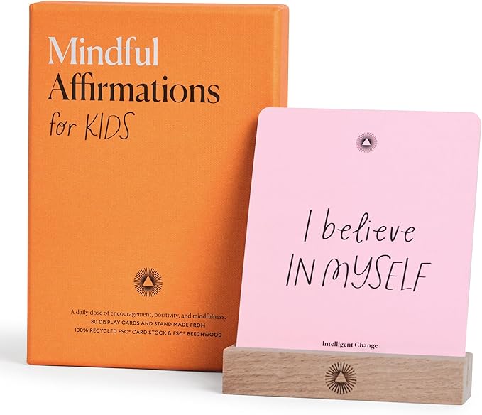 Intelligent Change 30 Positive Mindful Affirmation Cards for Kids with Display Stand - Perfect Gifts for Children & Teachers - Daily Inspiration for Self-Esteem & Positivity