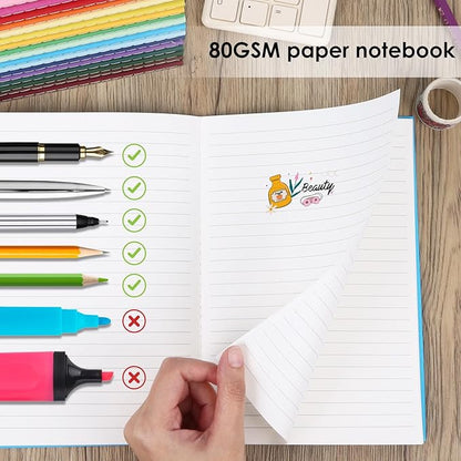 LABUK 48pcs A5 Bulk Notebooks Journals, 5.5 X 8.5in Lined Notebook Bulk, Colors Ruled Journals for Writing, Office, School 60 Pages, 18 Colors