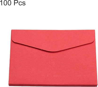 PATIKIL Mini Envelopes, 100 Pack Paper Blank Small Items Storage Business Card Holder for Greeting Note Party, Red