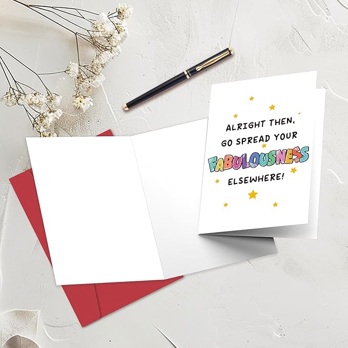 Heollaok Funny Leaving Card for Coworker, Humor Going Away Card for Him Her, Farewell Card for Work Friend, Gift for Colleague Leaving, Go Spread Your Fabulousness