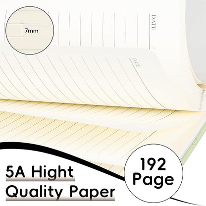Lined Journal Notebook for Women Men, 192 Pages 100 GSM Thick Paper, Hardcover | Embossed Leather Journals for Writing, A5 College Ruled | Business, Work & School, 5.8"×8.5"(Green)