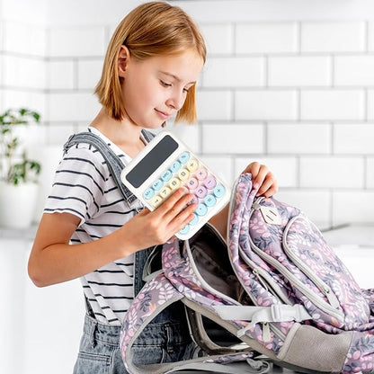 Mechanical Switch Calculator with Big Buttons, Calculators Desktop, 12 Digits, Large LCD Display, Desk Calculator, Cute Pink Calculator for Teachers Students Basic Office (White)