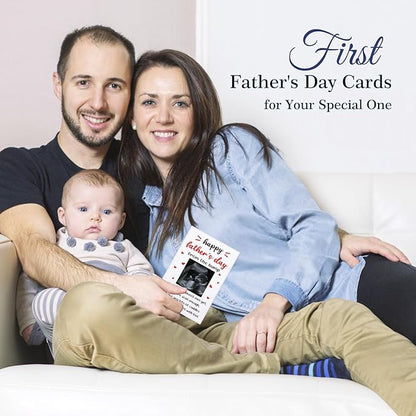 FaCraft Happy First Fathers Day Card for New Dad Dad to Be Expecting Fathers, Photo Insert, 4 x 6 Happy 1st Fathers Day Gift Card with Envelope from Wife Daughter Son Baby Boy Girl
