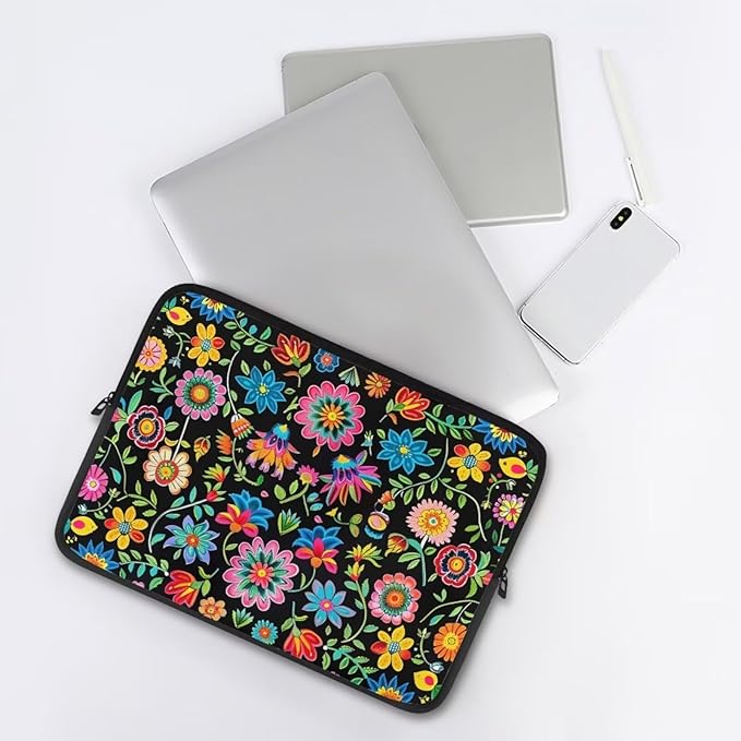 Colorful Flower Lap Top Case for Women Girls 15 inch Laptop Sleeve Portable Computer Sleeve Bag Portable Laptop Protector with Multiple Uses Ideal Gifts for Women Girls Tablet Bag