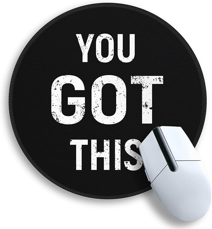 Gctriki Black Round Mouse Pad, Motivation Home Office Desk Black Decor for Men Women, Funny Computer Mouse Pads for Desk Laptop Gaming, Inspirational Office Gifts for Coworkers - You Got This