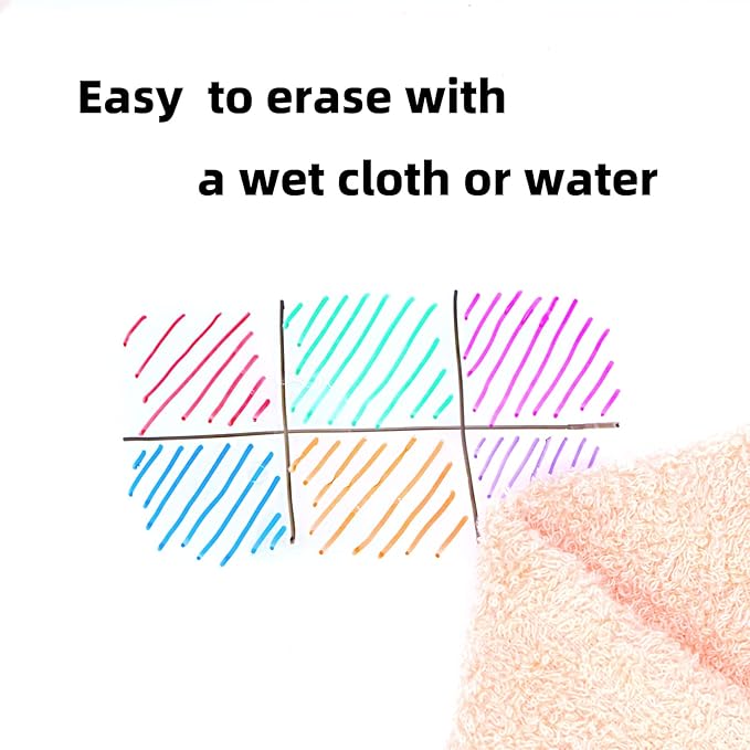 TWOHANDS Wet Erase Markers Ultra Fine Tip,0.7mm,Low Odor,Extra Fine Point,12 Assorted Colors,Whiteboard Markers for Office,Home,or Planning Dry Erase Board,20703