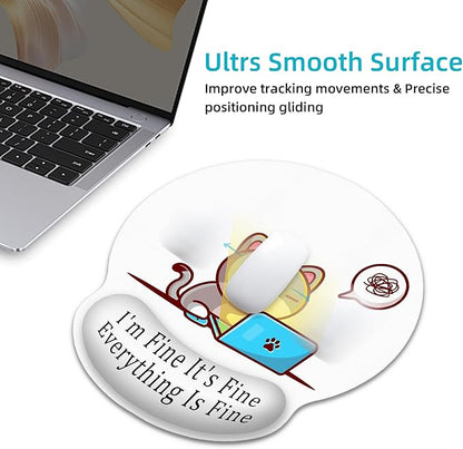 Ergonomic Mouse Pad with Wrist Support,Working Cat Mouse Pad with Wrist Rest,Relieve Wrist Pain Mousepad Non-Slip Rubber Base,Cute Mouse Pads for Desk,Computers,Laptop,Office,Gaming,Accessories