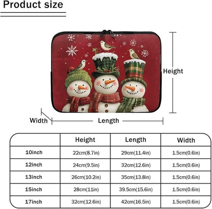 Cute Snowman Laptop Protective Sleeve for Women 12 inch Computer Sleeve Bag Christmas Neoprene Lap Top Case Suitable Gifts for Travel School Office Neatly Organizers Laptop Accessories