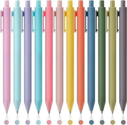 Colored Gel Pens, 12 Colors 0.5mm Fine Point Smooth Writing Pens, Quick Dry Colorful Gel Ink Pens for Journaling and Note Taking, Cute Aesthetic Pens for Office School & Home Supplies