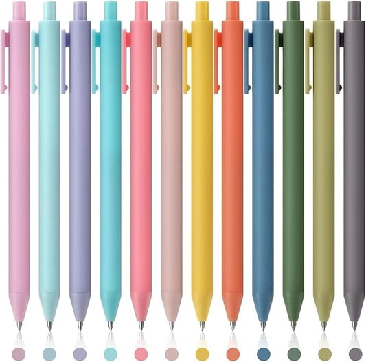 Colored Gel Pens, 12 Colors 0.5mm Fine Point Smooth Writing Pens, Quick Dry Colorful Gel Ink Pens for Journaling and Note Taking, Cute Aesthetic Pens for Office School & Home Supplies