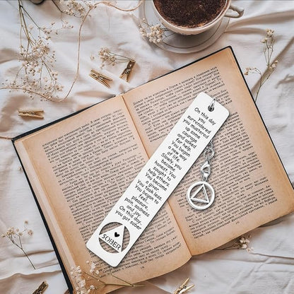 Sobriety Gift for Women Men, Proud of You Sobriety Bookmark, Alcoholics Addiction Stay Clean and Sober Bookmark, Inspirational Christmas Graduation Gifts-DB15