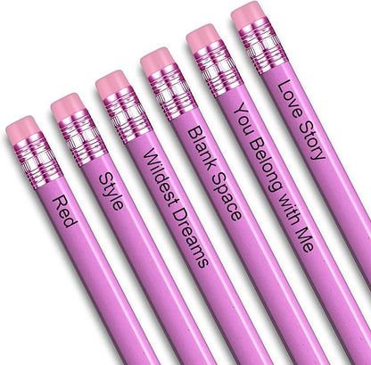 GIFTSFARM Taylor 12 Iconic Hits Pencil Set, Pink Gift Merch for Music Lovers, Gifts for Birthday Girls, Pink Pencils