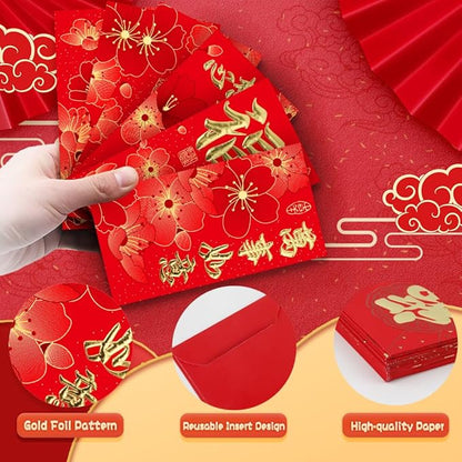 Chinese New Year Red Envelopes, Lunar New Year Envelopes, 36 Pcs Year of the Dragon Red Envelopes 2025, Lucky Money Envelopes, Red Pocket, 红包, Chinese Money Envelopes for Cash Wedding Birthday Gift