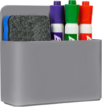 Magnetic Dry Erase Marker Holder, Magnetic Pen Holder for Fridge, Magnetic Marker Holder, Whiteboard Marker Holder for Locker Accessories, School, Office, Home, Magnetic Cup, 1 Pack, Grey