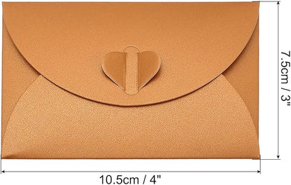 PATIKIL Gift Card Envelopes, 12 Pack Heart Shaped Clasp Small Gift Cards Holder Mini Envelope for Birthdays Weddings, Orange