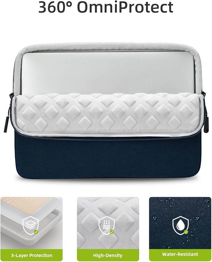 Protective 16 Inch Laptop Sleeve for 15 16 MacBook Air/Pro, 15.6 16 HP Dell Lenovo Asus Notebook - Shockproof, Water-Resistant with Accessory Pocket (Blue, 16 inch)