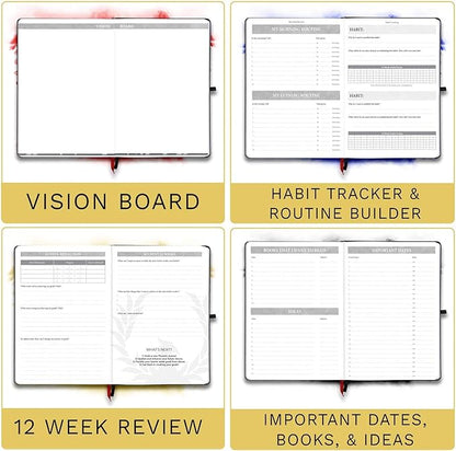 The Phoenix Planner - Best Daily Calendar and Agenda for Goal Setting, Boost Happiness and Productivity - Gratitude Journal, Habit Tracker, Quarterly Business Planner - 6 Months, Undated (Crimson)