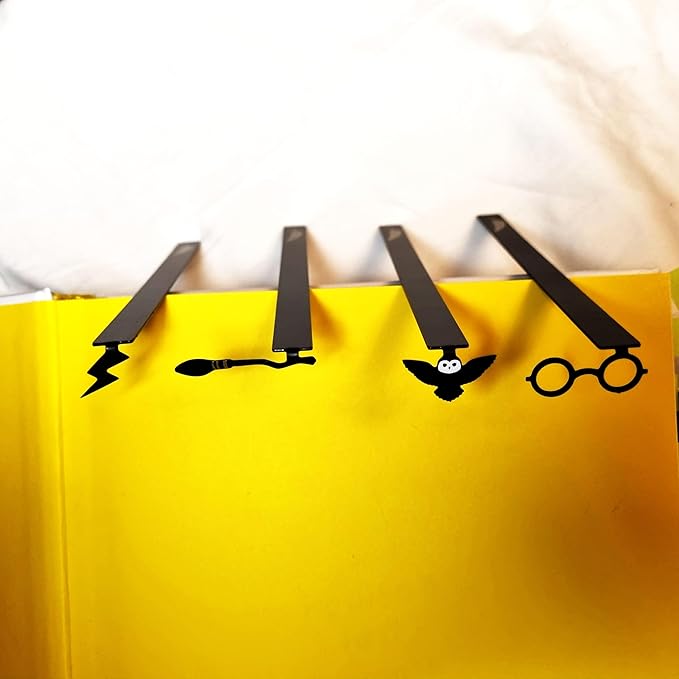 Owl Witch Wizard Bookmark Magic Metal Bookmark Beautiful Bookmark for Girls, Boys, Kids, Book Club Gift for Teacher Gift Lightning Bookmark Gifts Bookish Gifts for Book Lovers (4 Pack Gift Set)