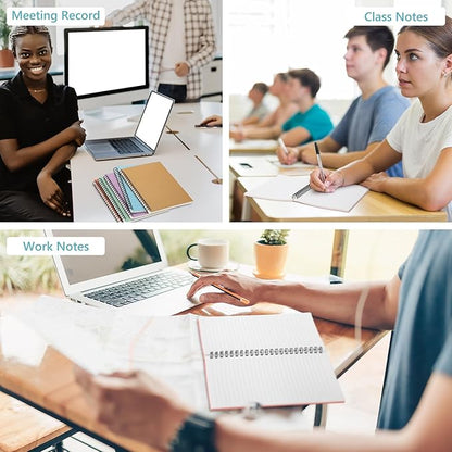 Fuutreo 24 Pcs Spiral Notebook for Work A5 8.3 x 5.7 Inch College Ruled Spiral Journal Notebook Kraft Cover, 12 Color, 60 Sheets, 120 Pages for Office School Supplies(Candy Color)