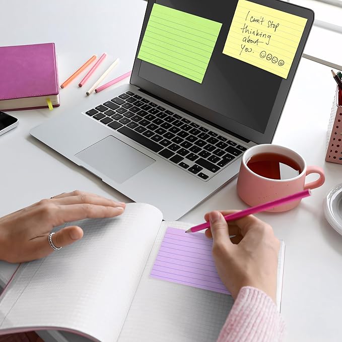 Index Cards 4" x 6" Colored, Ruled Index Cards, Ruled Lined Index Note Cards, Assorted Colors, 4x6 Flashcards for Studying, Blank on Back, Heavy Weight Flash Card 4 x 6, 156 Count (Inches, 4x6)