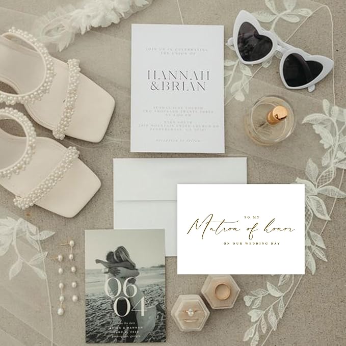 LADY&HOME To My Matron Of Honor On My Wedding Day Card,Bridesmaid Thank You Card Wedding Day Bridesmaid Proposal (Gold Foil,Matron)