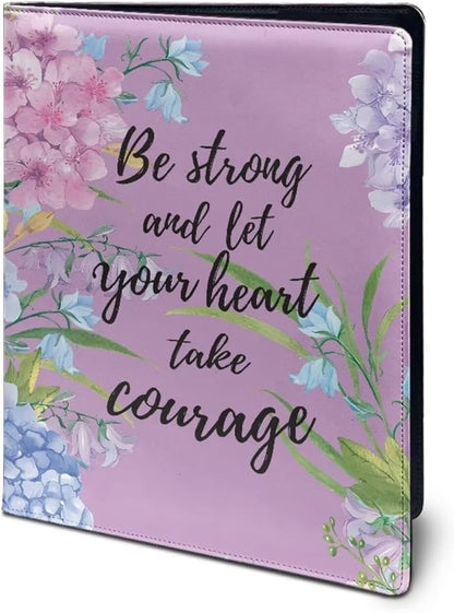 Cozeyat Padfolio Portfolio Organizer Binder, PU Leather Interview Resume Folder, Inspirational Quotes Floral Conference Document Organizer with Card Holder, Letter Size Notebook Clipboard for Women