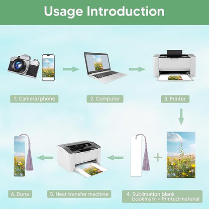 50 Sets Sublimation Blank Bookmarks Double Sided with Colorful Sleeves Tassels,Clear Bookmark and Self-Sealing Bags,Heat Transfer Metal Aluminum DIY Bookmark with Hole