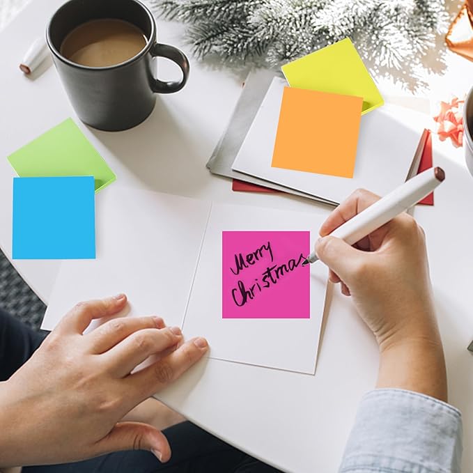 YEECOK Sticky Notes 3x3 in, 12 Pads, Bright Colors Self-Stick Note Pads, Sticky Pads Aesthetic, Super Sticking Power, Colorful Sticky Notes Bulk