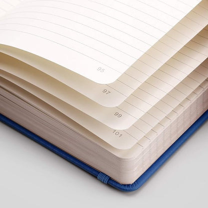 EMSHOI Lined Journaling Notebooks - 120gsm Thick Leather Journal with Sticky Notes, 256 Numbered Pages A5 Hardcover College Ruled Notebook for Women Men Work School Writing, 5.75" x 8.38"-Blue