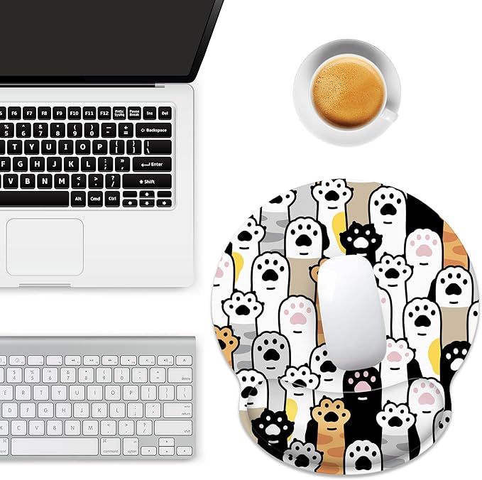 Ergonomic Mouse Pad with Wrist Support,Cute Cat Paws Mouse Pad with Wrist Rest,Relieve Wrist Pain Mousepad Non-Slip Rubber Base,Mouse Pads for Desk,Computers,Laptop,Office,Gaming,Home,Accessories