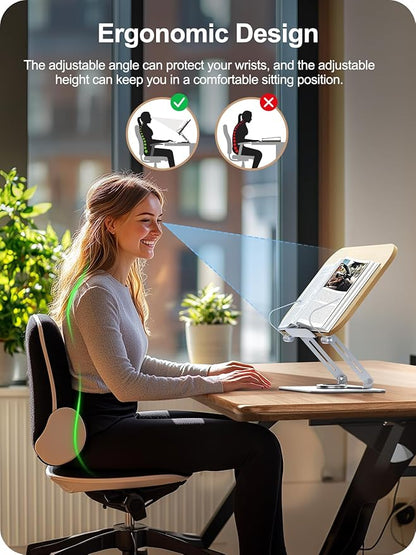 Book Stand for Reading, 360° Adjustable Book Holder, Foldable Book Holder Stand, Cookbook Stand, Textbook Stand, Bible Stand, Hands Rree Book Stand, Laptop Stand, Tablet Stand