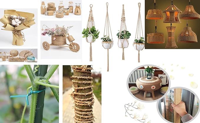 1/5 in (5 mm) X 164 Ft (50 Meters) Natural Sisal Hemp Rope Heavy Duty Thick Twine for Cat Scratcher Post Tree, Garden, Binding, Crafts Packing Material