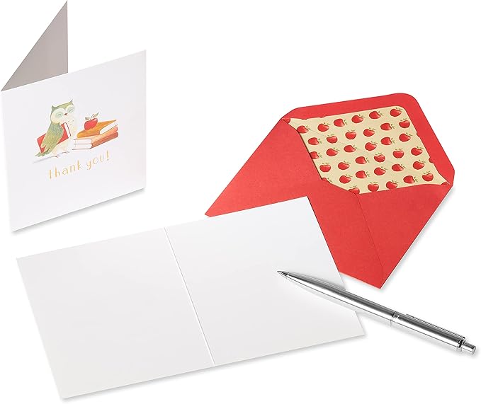 Papyrus Teacher Thank You Cards, Animals and Books (20-Count)