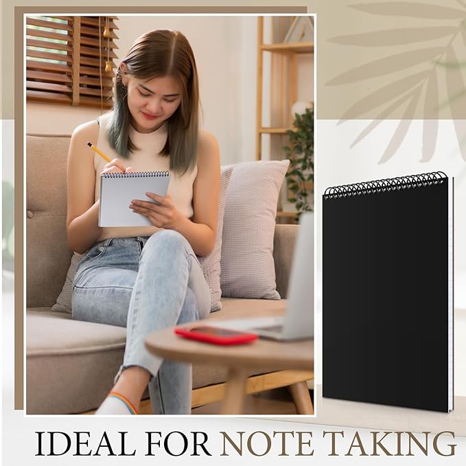 10 Pcs Legal Pads 3 Hole Punched Top Bound Spiral Notebook Tear Line for Easy Removal 8.5 x 11 in Hard Cardboard Paper College Ruled Notepad Spiral Note Pad for Office School (White)