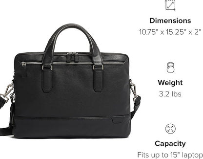 TUMI Harrison Sycamore Slim Brief - 14-Inch Laptop Briefcase - Professional Business Briefcase with Removable Shoulder Strap