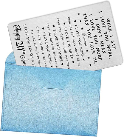 20th Anniversary Card Gifts for Him, 20 Year yr Anniversary Romantic Wallet Card Gifts for Couple Wife