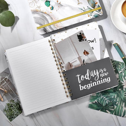 Ruled Journal/Notebook - Lined Journal with Premium Thick Paper, College Notebook/Journal, 8.5" X 6" with Exquisite Inner Pocket, Strong Twin-Wire Binding, Waterproof Hardcover for Office, School