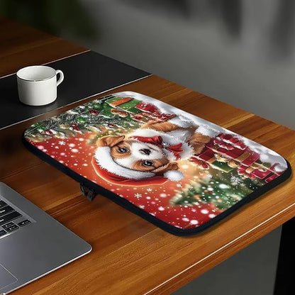 Christmas Dog Laptop Protective Sleeve for Women 17 inch Computer Sleeve Bag Lightweight Zippered Pouches Lap Top Case Suitable for Daily Use Travel School Office Organizers Bag