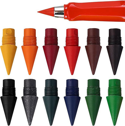 Everlasting Pencil:24PCS 12 colors Replaceable Refill Infinite Pencil Replaceable Graphite