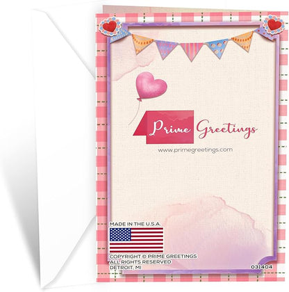 Prime Greetings Cute Daughter Birthday Card, Made in America, Eco-Friendly, Thick Card Stock with Premium Envelope 5in x 7.75in, Packaged in Protective Mailer