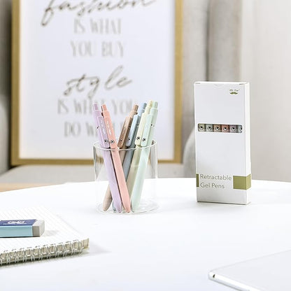 Mr. Pen- Retractable Gel Pens, 6 Pack, Pastel Barrels, Black Gel Pens, Fast Dry, Gel Pens Fine Point 0.7mm, Retractable Pens, Cute Pens, Gel Ink Pens, Black Pens, Aesthetic Pens for Journaling