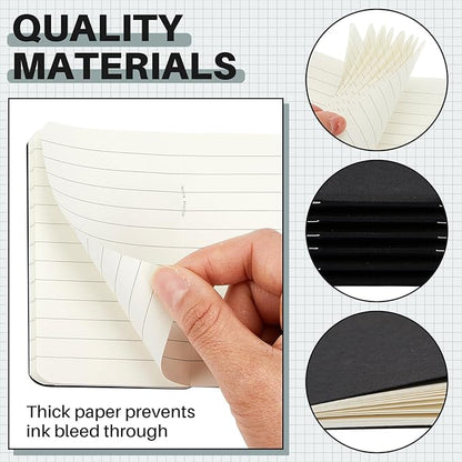 Outus 15 Pcs Mini Pocket Notebook 2.5" x 4" Small Journal Kraft Paper Notepads Bulk Softcover Pocket Notepad Memo Diary Subject Notebooks for Traveler Worker(Black,Lined Style)