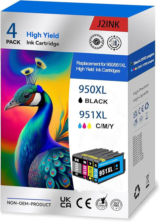 950 XL 951 XL HP950XL/951XL 8600 Ink Cartridges Combo Pack Compatible for HP 950XL 951XL Ink Cartridges for HP Printers for OfficeJet Pro 8600 8610 8630 8620 8615 8625 8100 276DW 251DW Printer