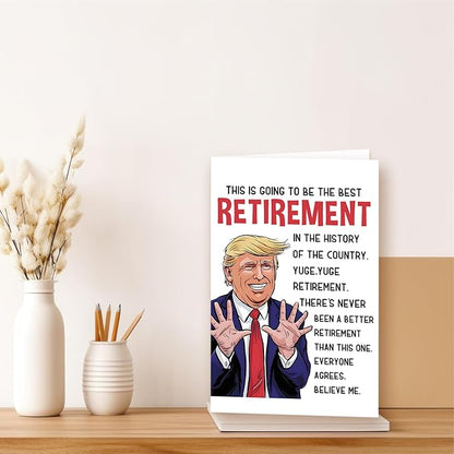 Best Trump Retirement Gifts for Woman Men, Funny Coworker Colleague Retirement Card, Happy Leaving Card for Retired Boss Teacher Friend Family