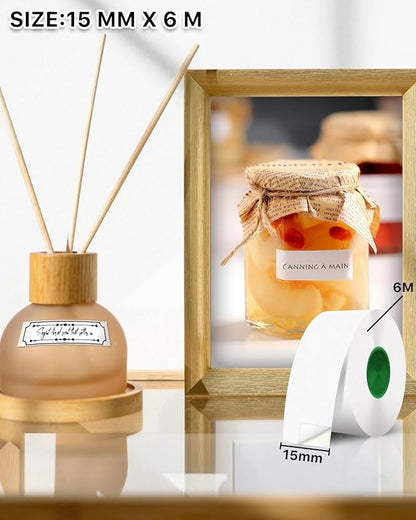 iEager Label Maker Tape, 15mm x 6m, White Continue Sticker Thermal Paper, Household Storage Labels for D30 Label Maker, Self-Adhesive Label Tape, Set of 3