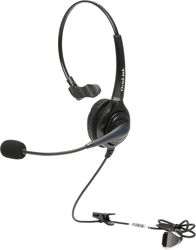 Noise Canceling Call Center Headset Compatible with Polycom Allworx IP Phones | Comes with 2 Quick Disconnect Cord | Flexible Microphone Boom | HD Voice Quality | Comfortable