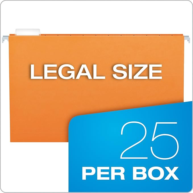Pendaflex Recycled Hanging Folders, Legal Size, Orange, 1/5 Cut, 25/BX (81627)